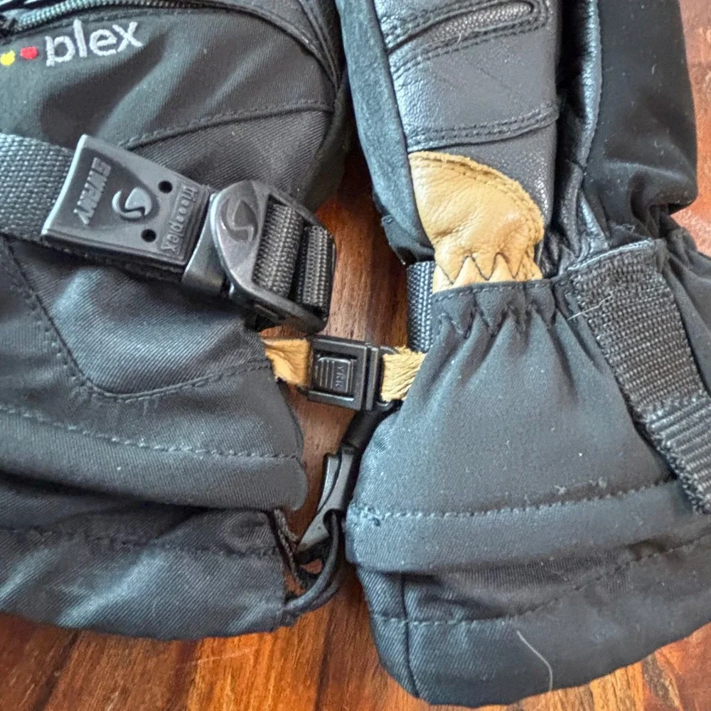 Swany Youth Tri-Plex Black Leather‎ Palm Ski Snowboard Mittens SX-81J Size S 5-6